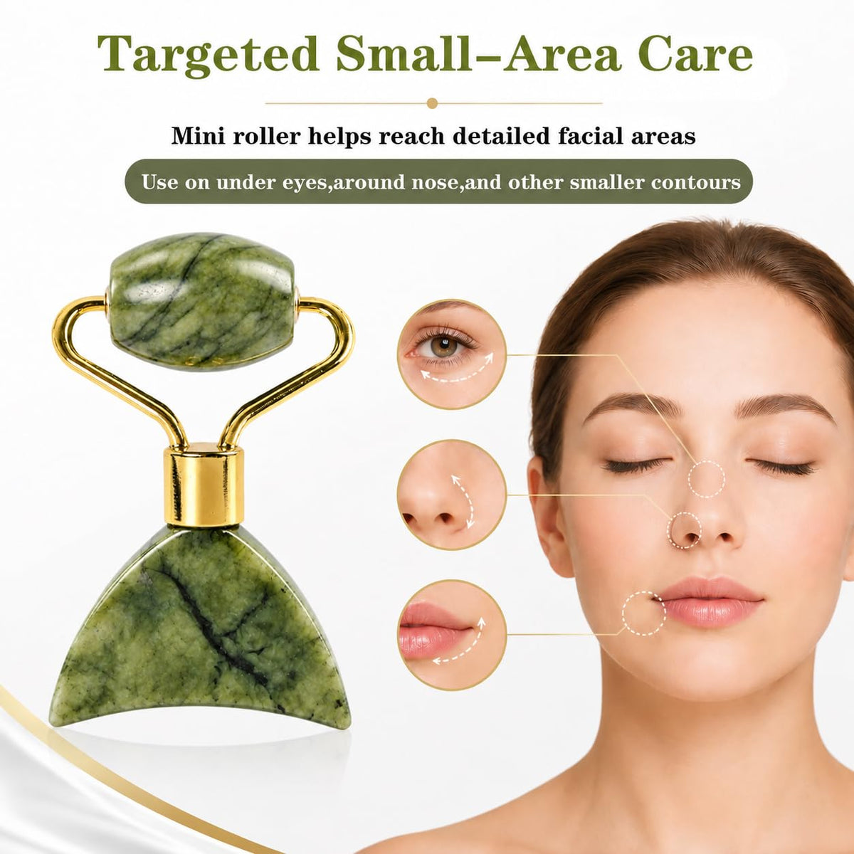 Juego de cepillo facial linfático de jade 2 en 1 y mini rodillo de...