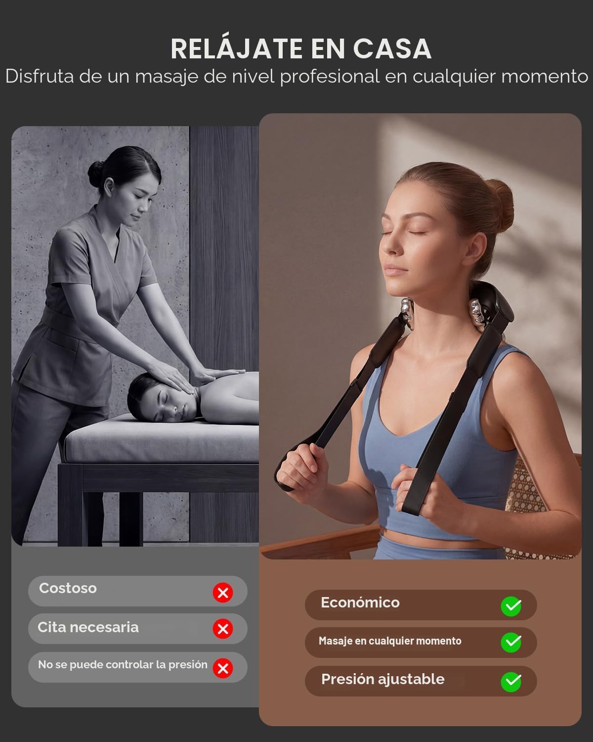 Masajeador de cuello mejorado para aliviar el dolor de tejido profu...