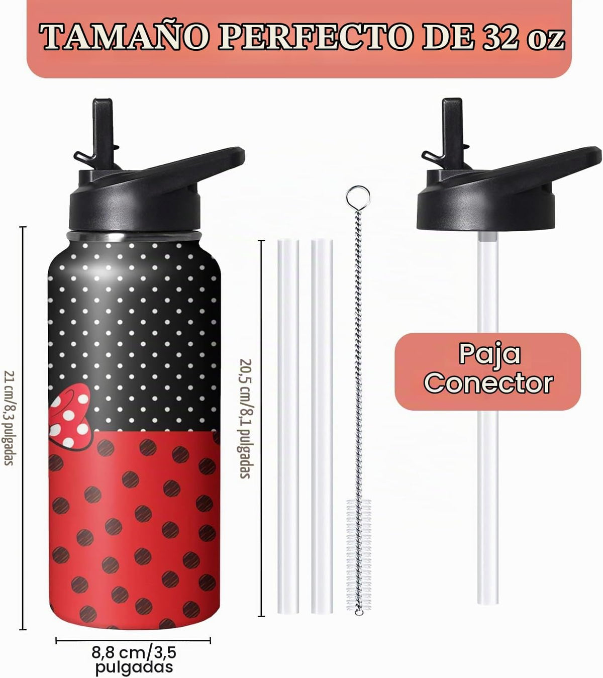GOODNHAPPY Botella de agua de dibujos animados de 32 onzas con asa...