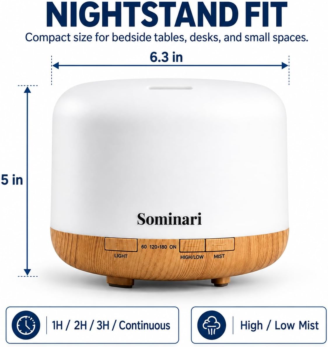 Sominari Difusor de aceite esencial 16.9 fl oz, humidificador ultra...