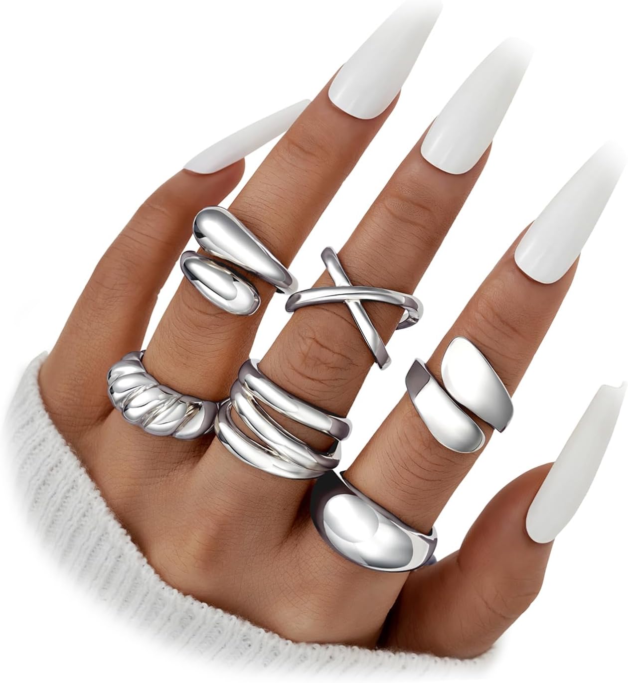 YEEZII Anillos Gruesos de Oro para Mujer Sin Deslustre, Anillo de P...