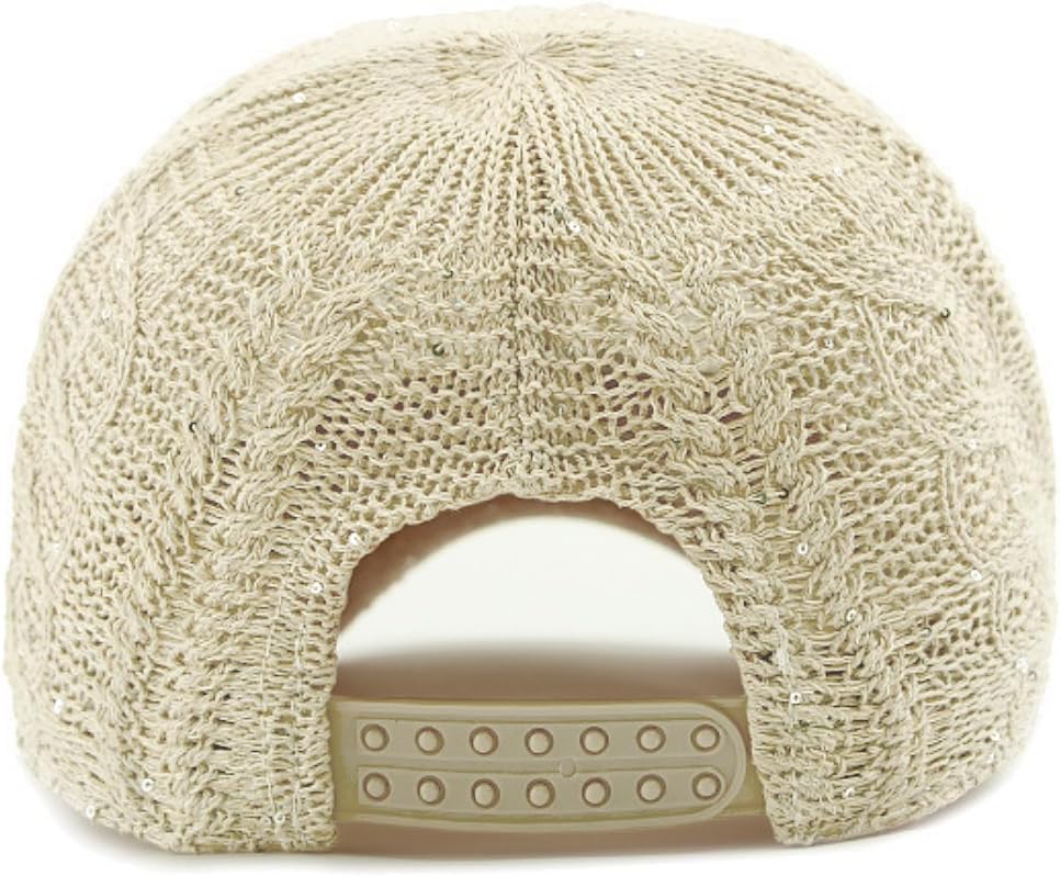 Gorra de béisbol de malla con purpurina para mujer, transpirable, a...