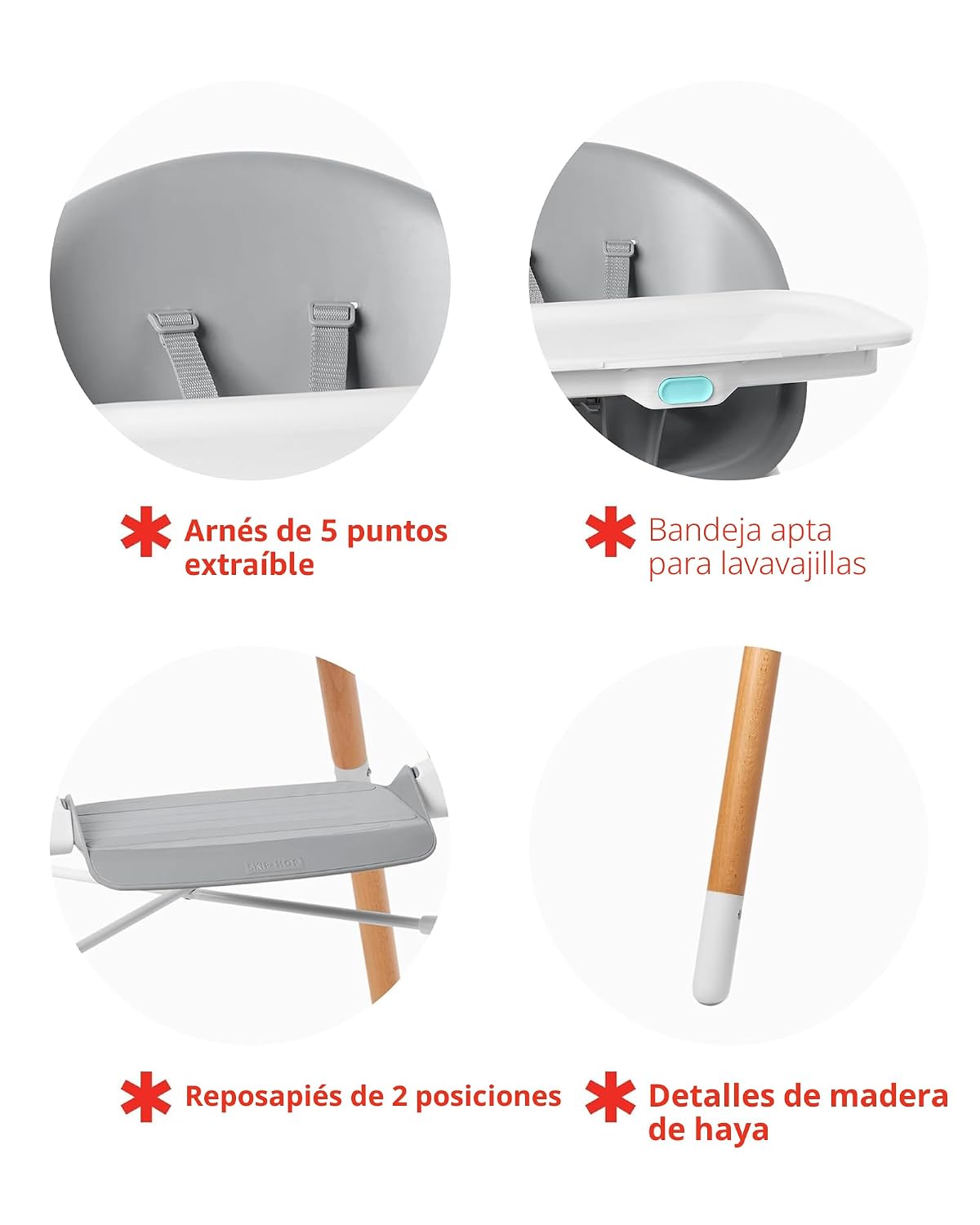 Skip Hop Silla alta convertible 4 en 1 para bebé, EON, avena