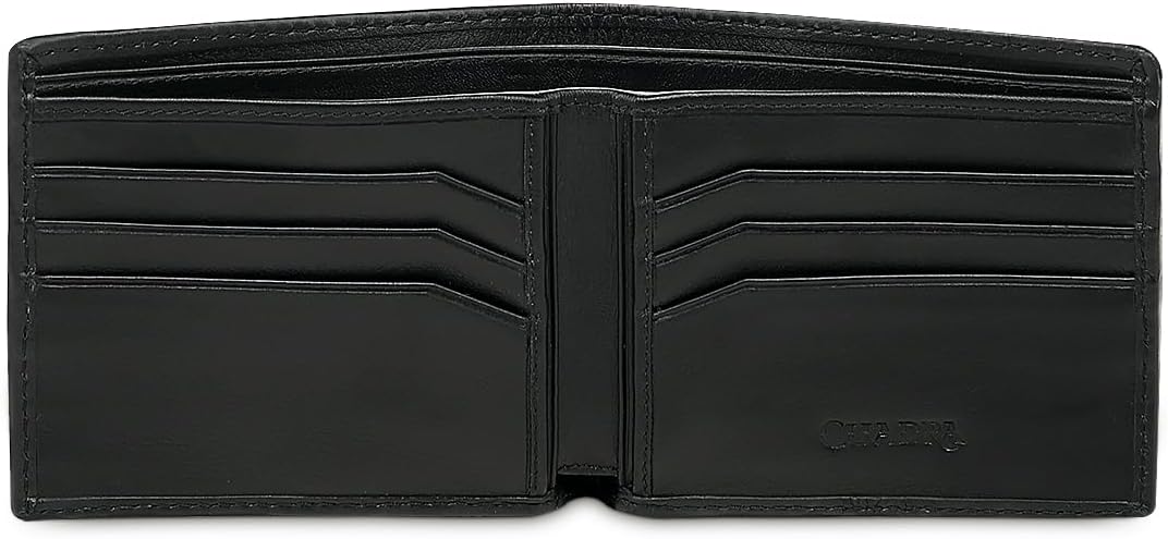 Cuadra Billetera de cuero de rayas negras para hombre con tira de c...