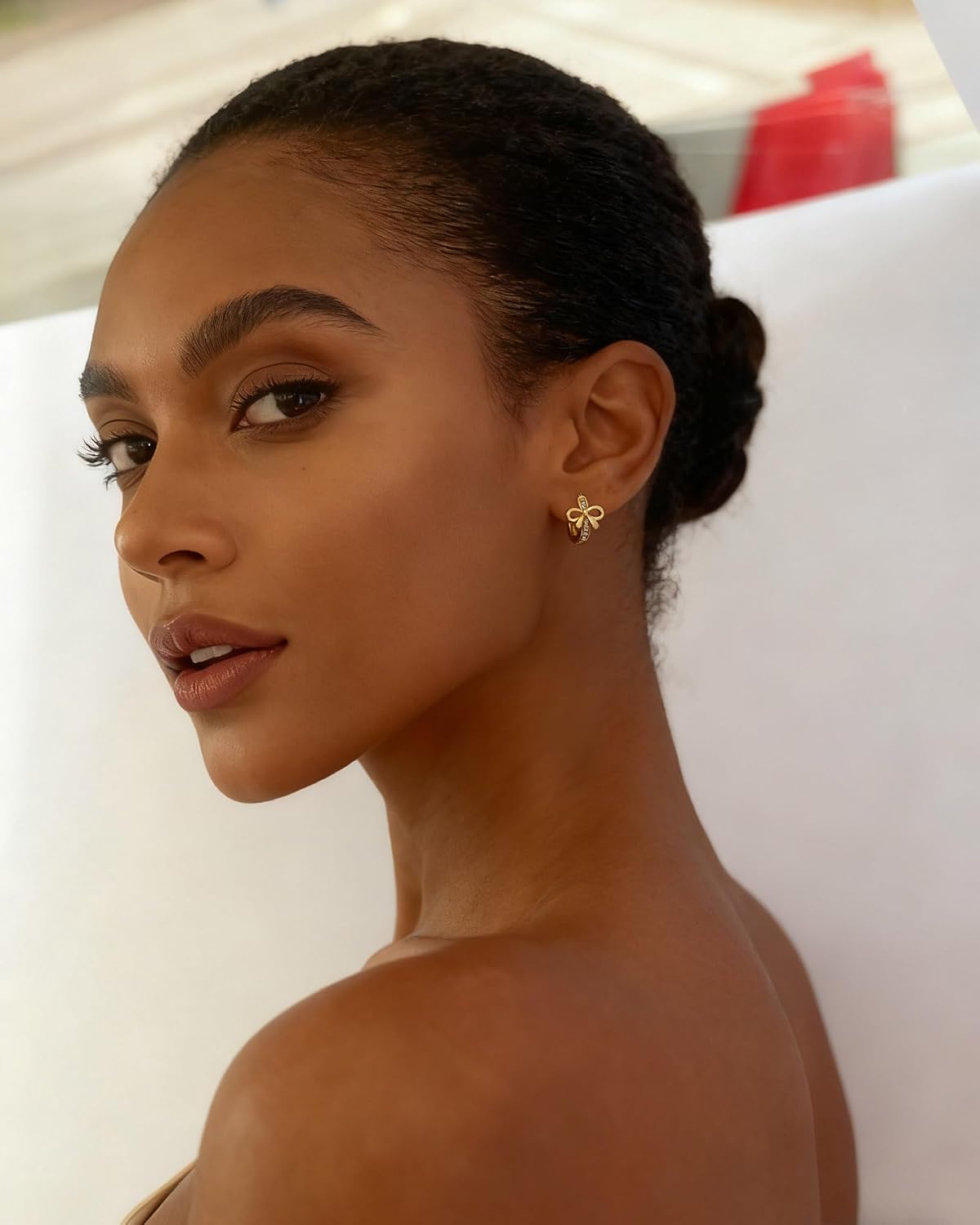 Aretes de ópalo chapados en oro de 14 quilates para mujer, aretes d...