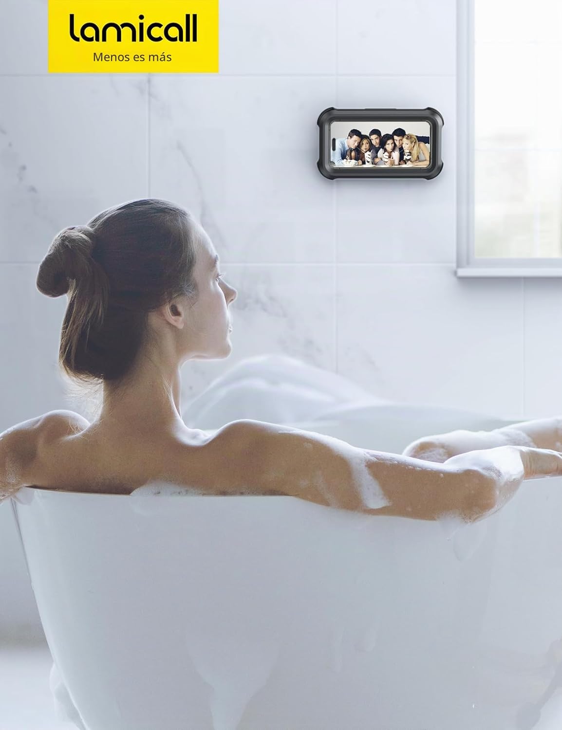 Lamicall Soporte impermeable para teléfono de ducha, accesorios de...
