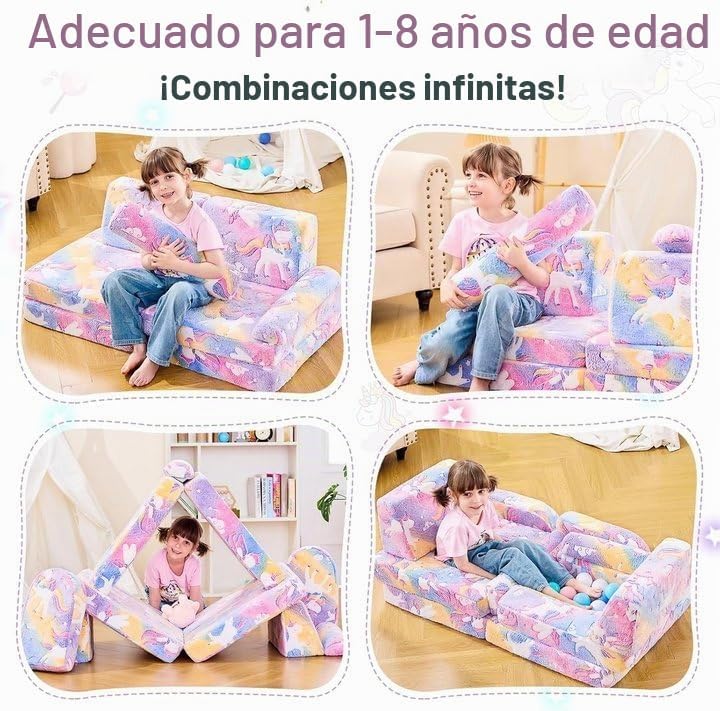 Sofá Modular Infantil de Juego IFNOW, Sofá para Niños Pequeños, Sof...