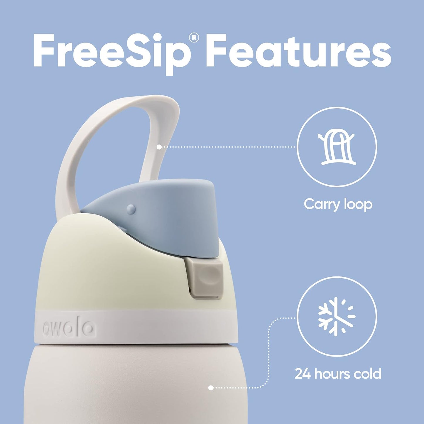 Owala FreeSip - Botella de agua aislada de acero inoxidable y funda...