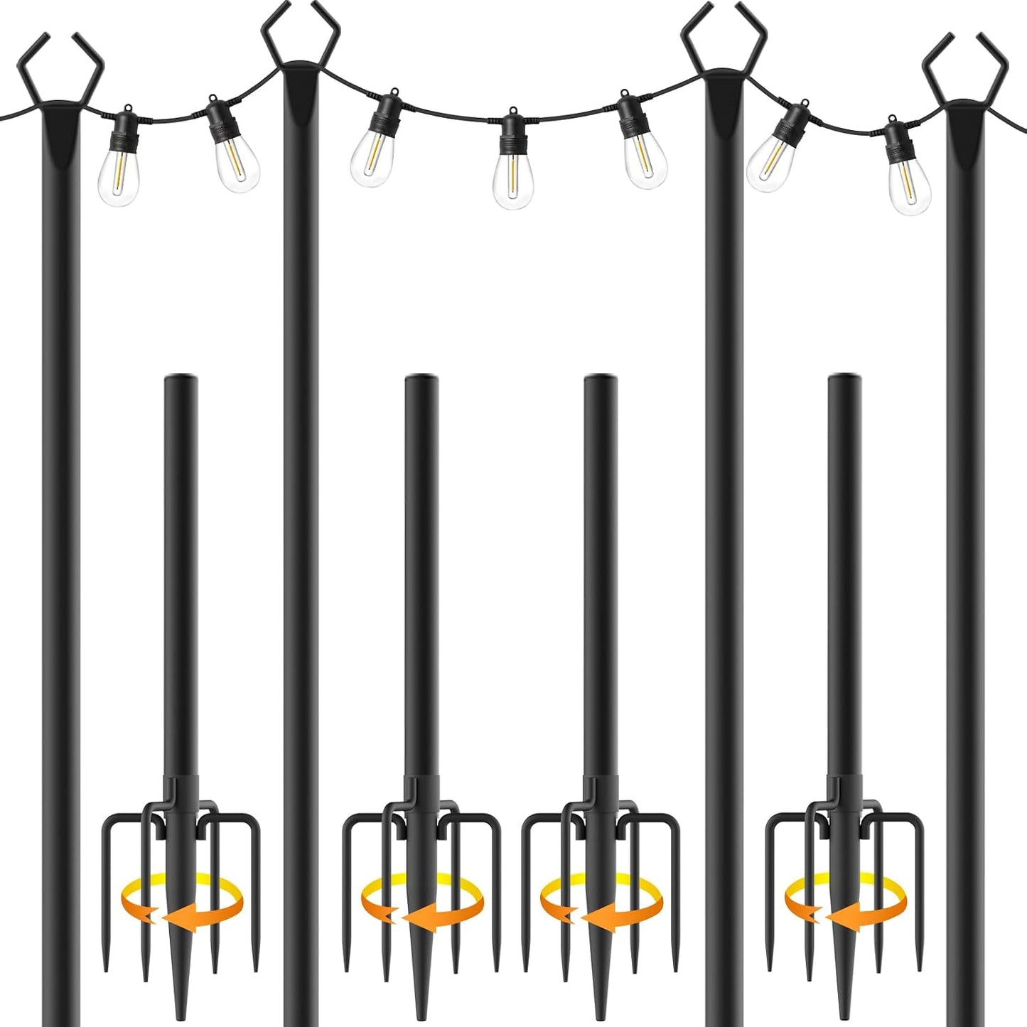 Paquete de 4 postes de luz de cadena de 10 pies, postes de luz para...