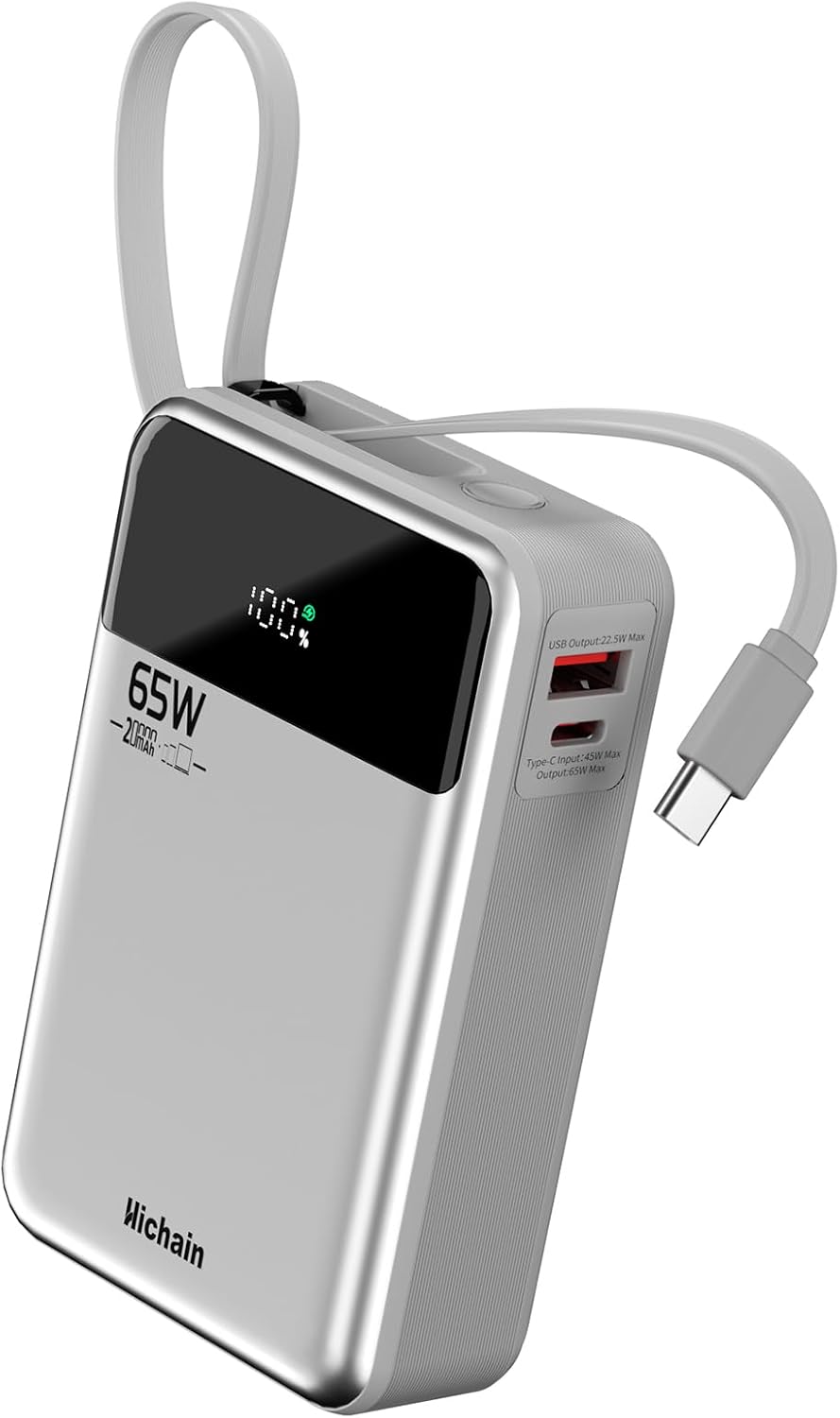Hichain Banco de energía para portátil de 65 W, 20000 mAh, cargador...