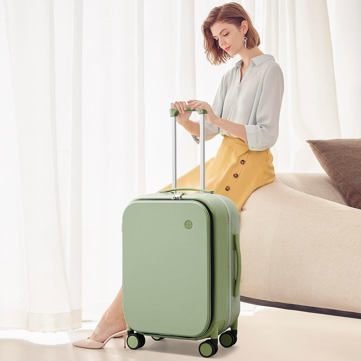 Maleta de equipaje mixi con ruedas giratorias, maleta de viaje con...