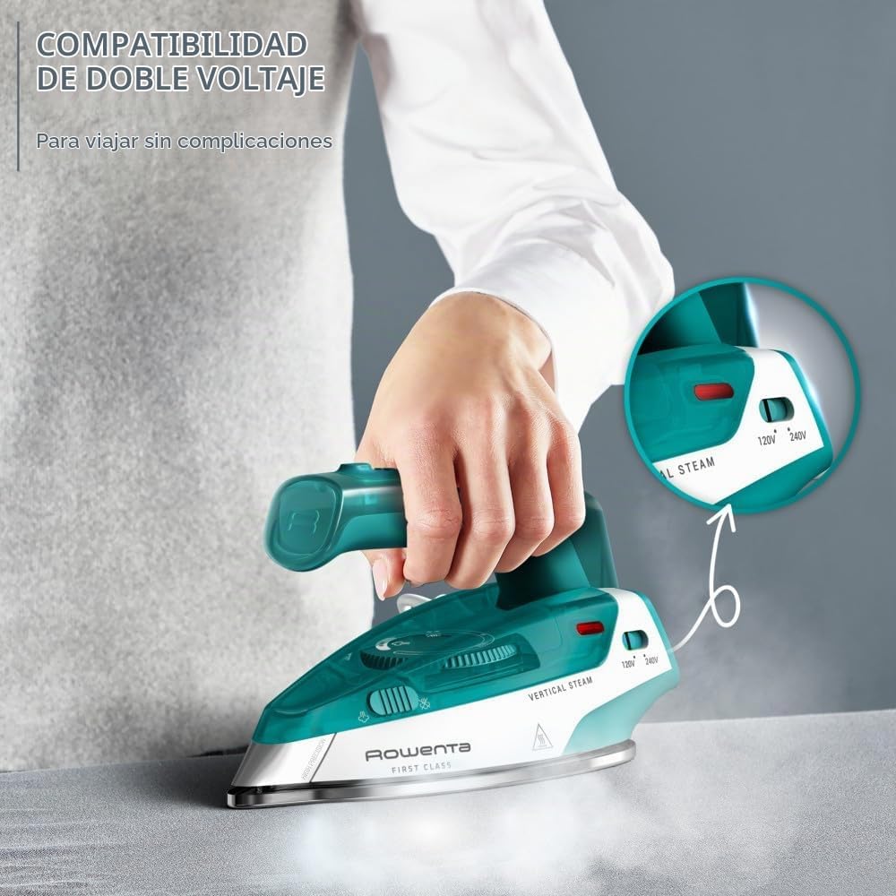 Rowenta Mini plancha de viaje DUAL voltaje 120-240 para ropa verde...