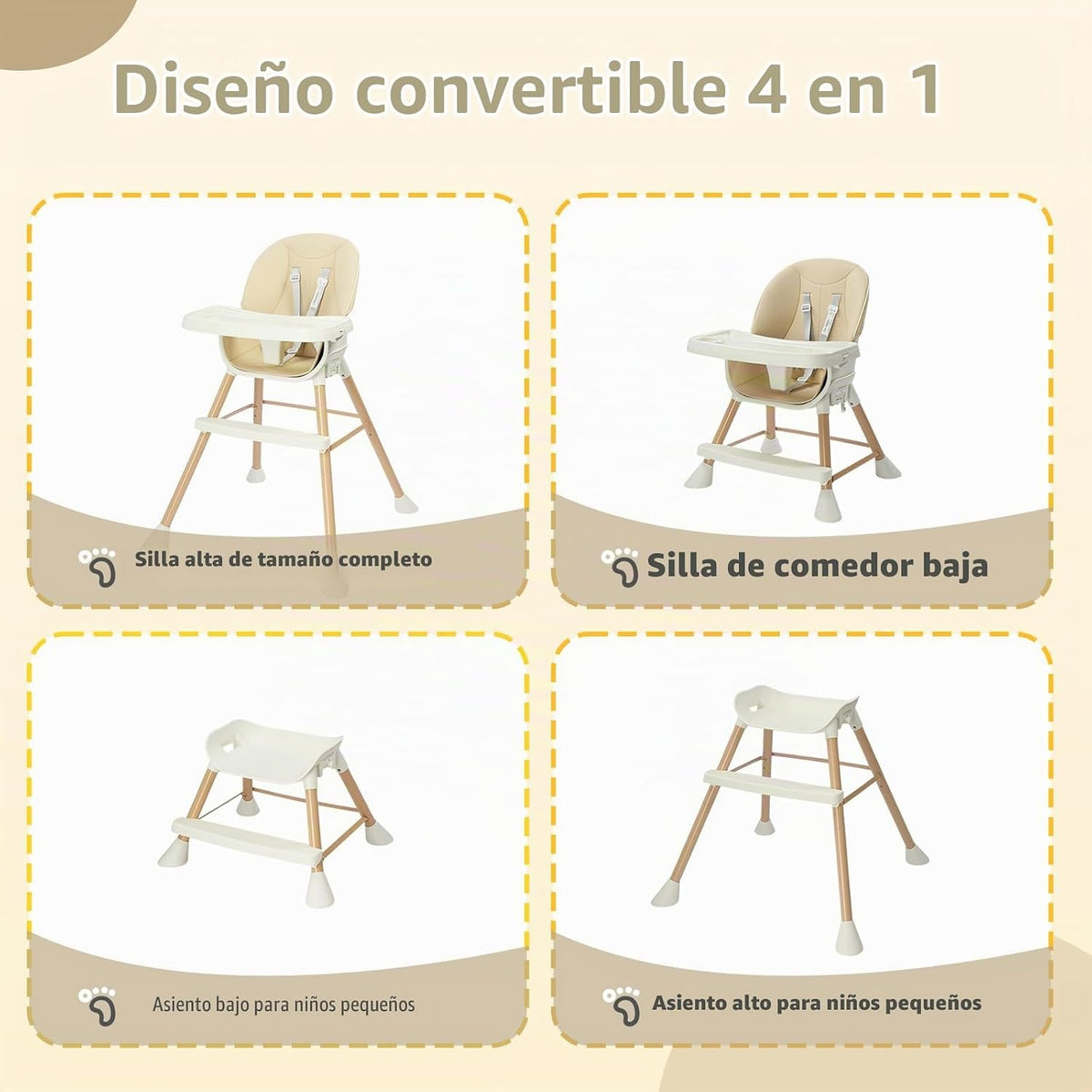 JOYMOR Silla alta convertible 5 en 1, silla alta para bebés y niños...