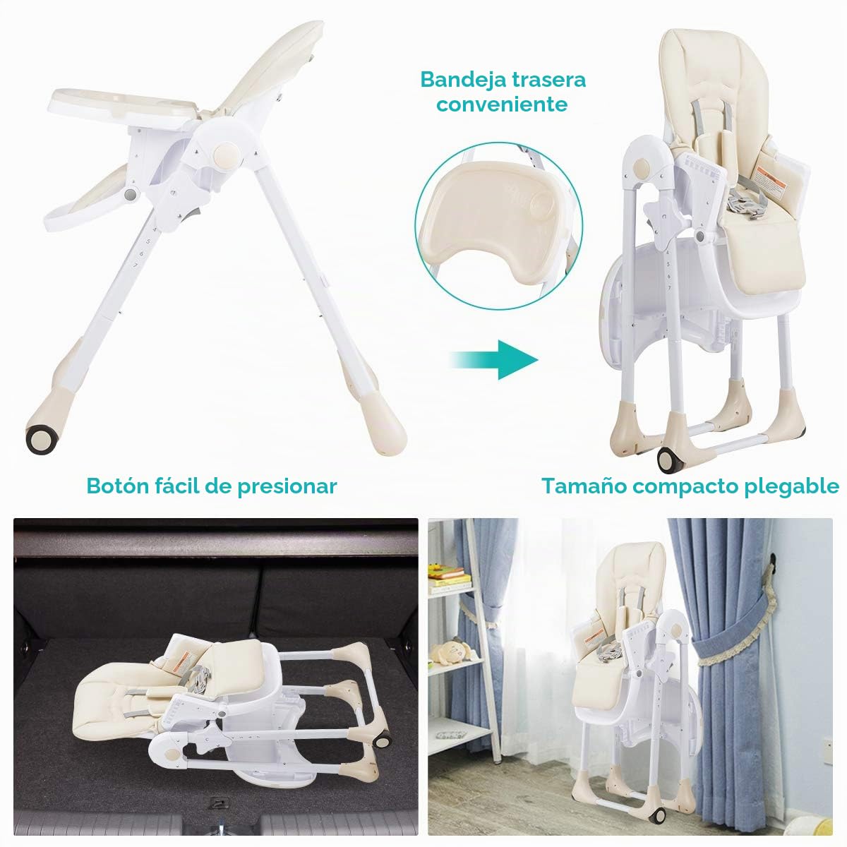 BABY JOY Silla alta convertible para bebés y niños pequeños, altura...