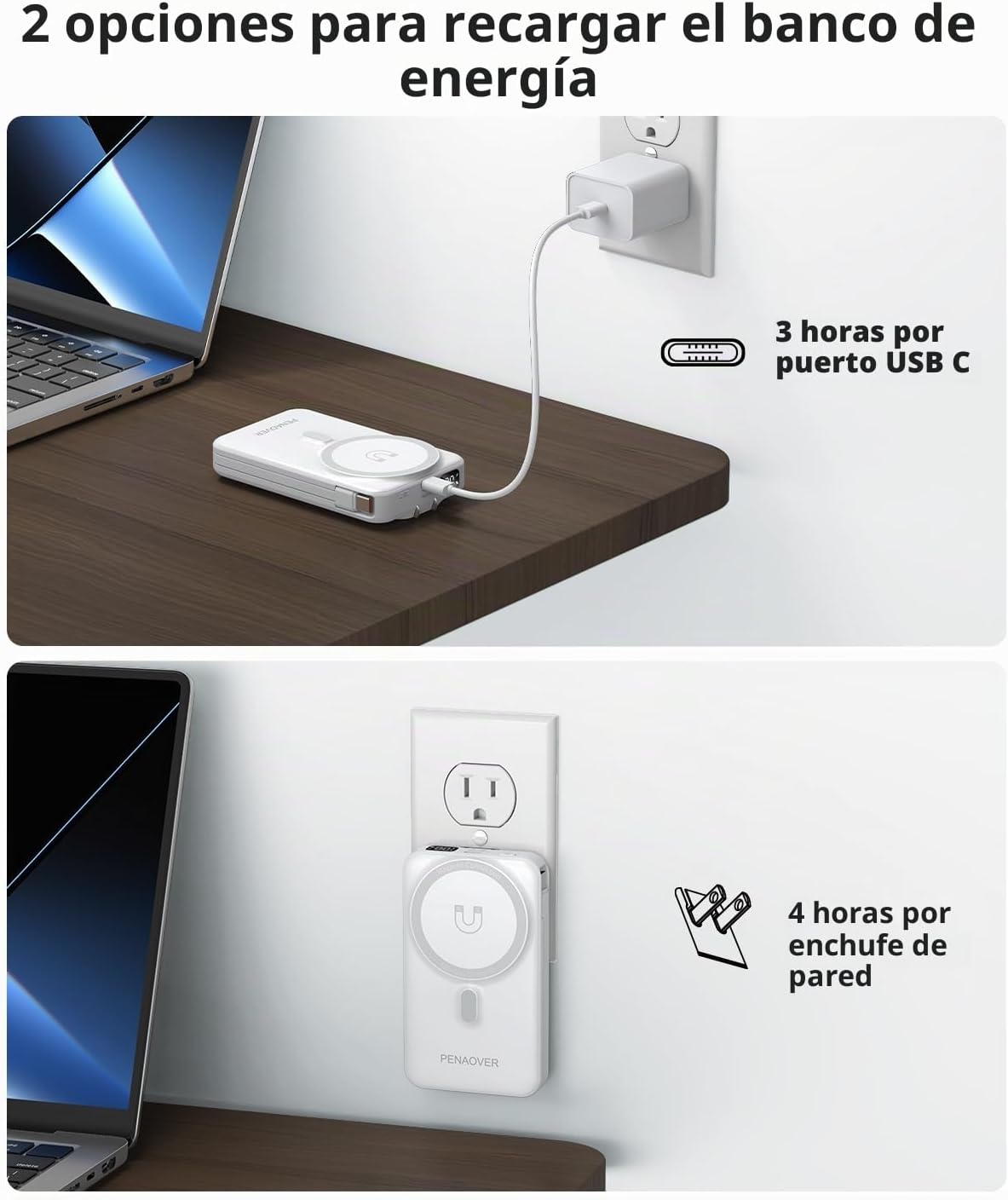 para Magsafe Cargador Portátil Magnético, Batería Externa Inalámbri...