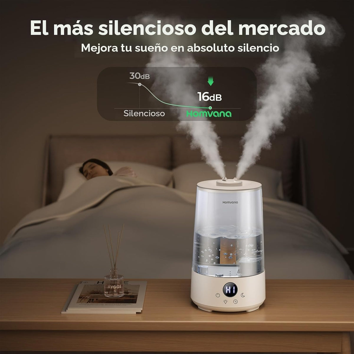Homvana Humidificadores para dormitorio y hogar, 3.6 L de llenado s...