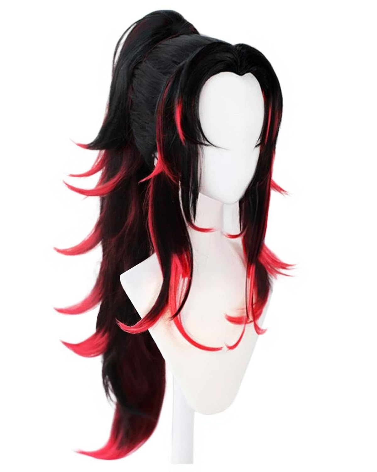 ANOGOL Peluca negra con reflejos rojos para hombres y mujeres, pelu...