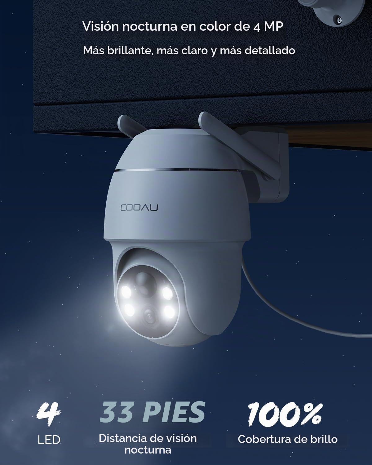 COOAU Cámaras de 4MP para seguridad en el hogar al aire libre, cáma...