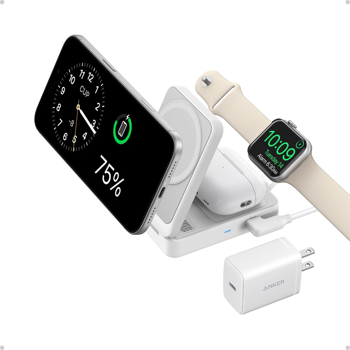 Anker MagGo - Estación de carga plegable Qi2 de 15 W compatible con...