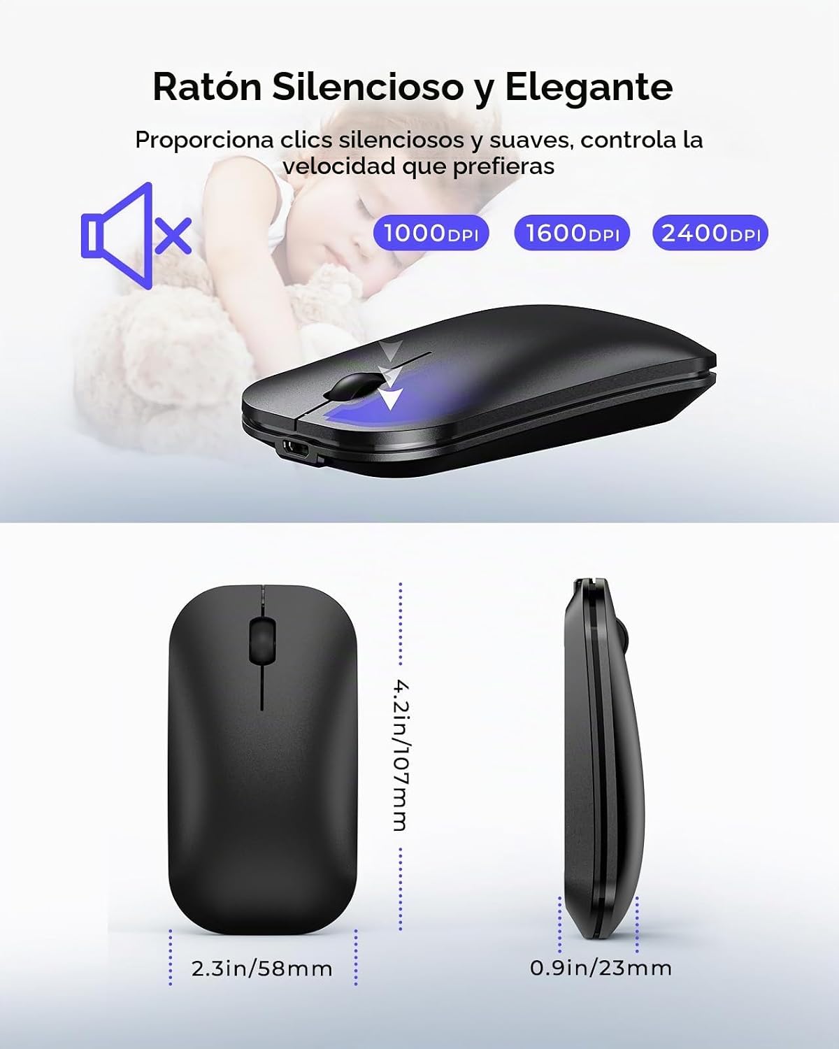 Seenda Combo de teclado y ratón Bluetooth inalámbrico, SKM64-3 reca...