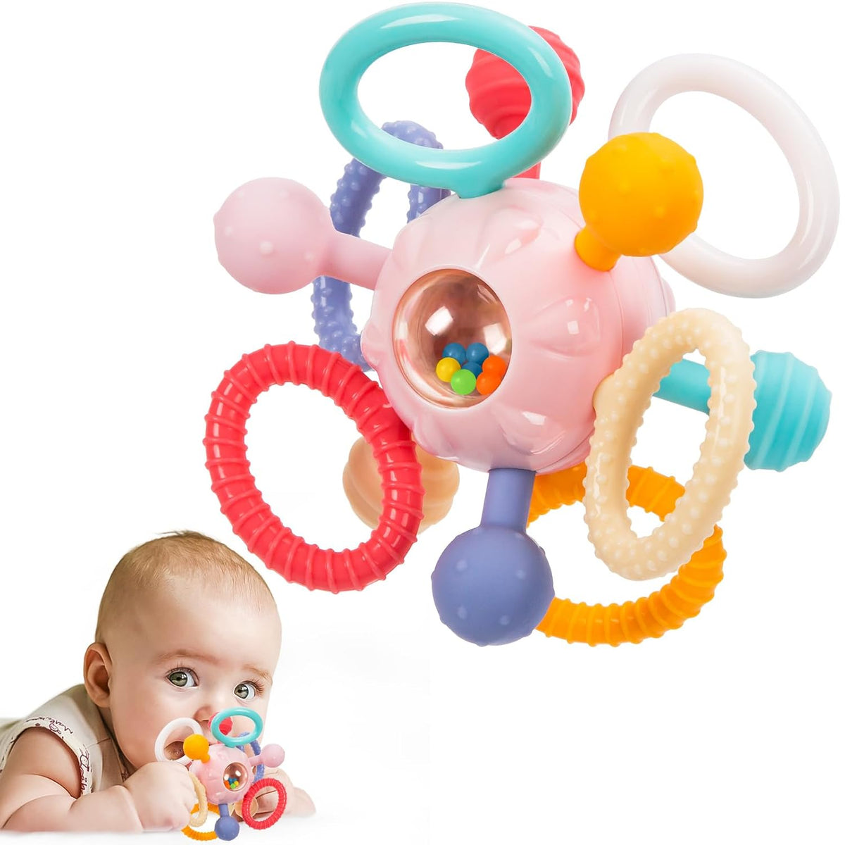 Baby Montessori - Juguete sensorial para dentición, 0-6, 6-12 meses...