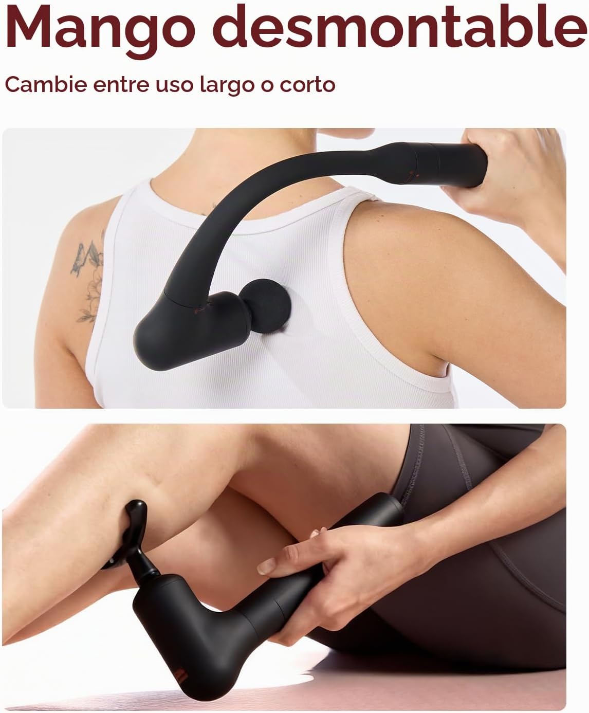 Pistola de masaje desmontable 2 en 1 con calor, masajeador muscular...