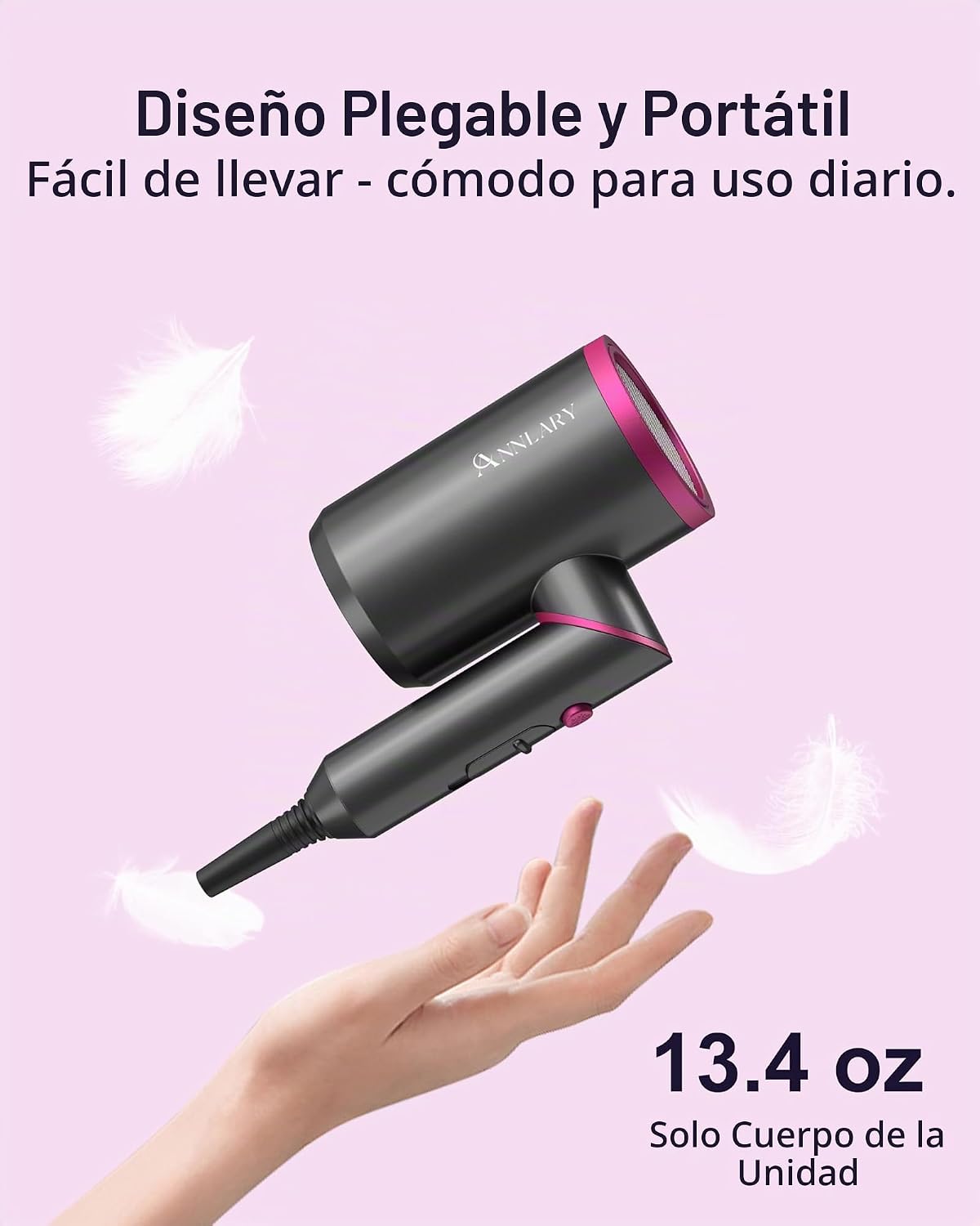 ANNLARY ANNLARY - Secador de pelo con peine, 1800 W con difusor par...