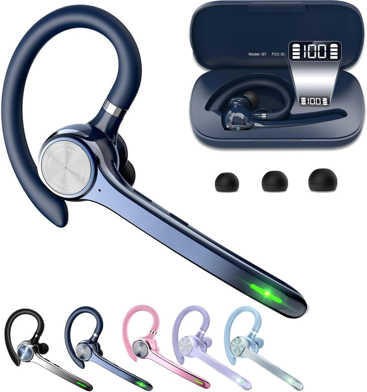 HEIBAS Auriculares Bluetooth, auricular inalámbrico con micrófono p...