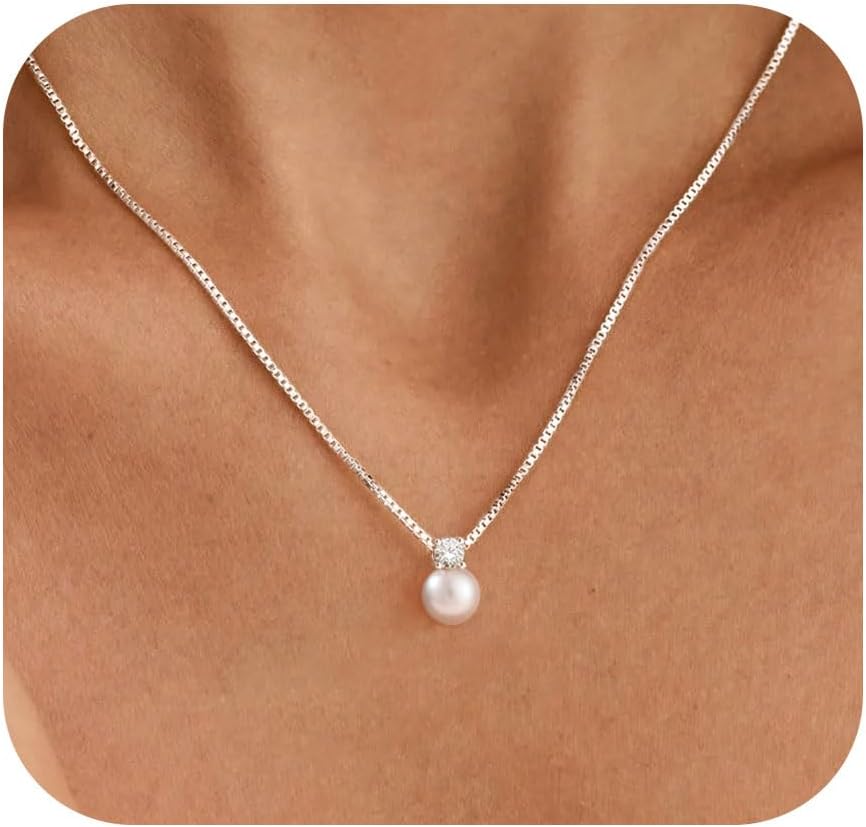 WFYOU Collares de perlas para mujer, collar de perlas redondas de a...