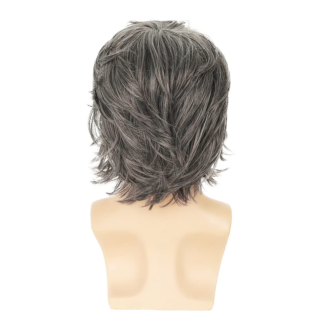 Wiwige Peluca gris para hombre, peluca corta en capas naturales esp...