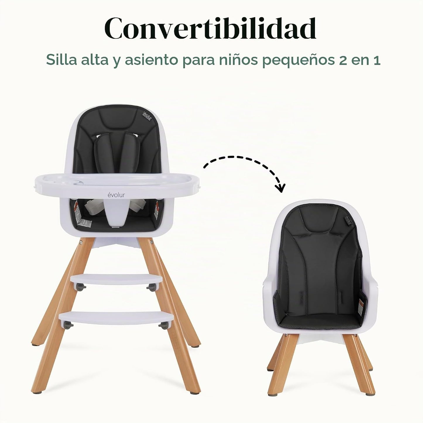 Evolur Zoodle - Silla alta 2 en 1 para bebé y niño pequeño, silla a...