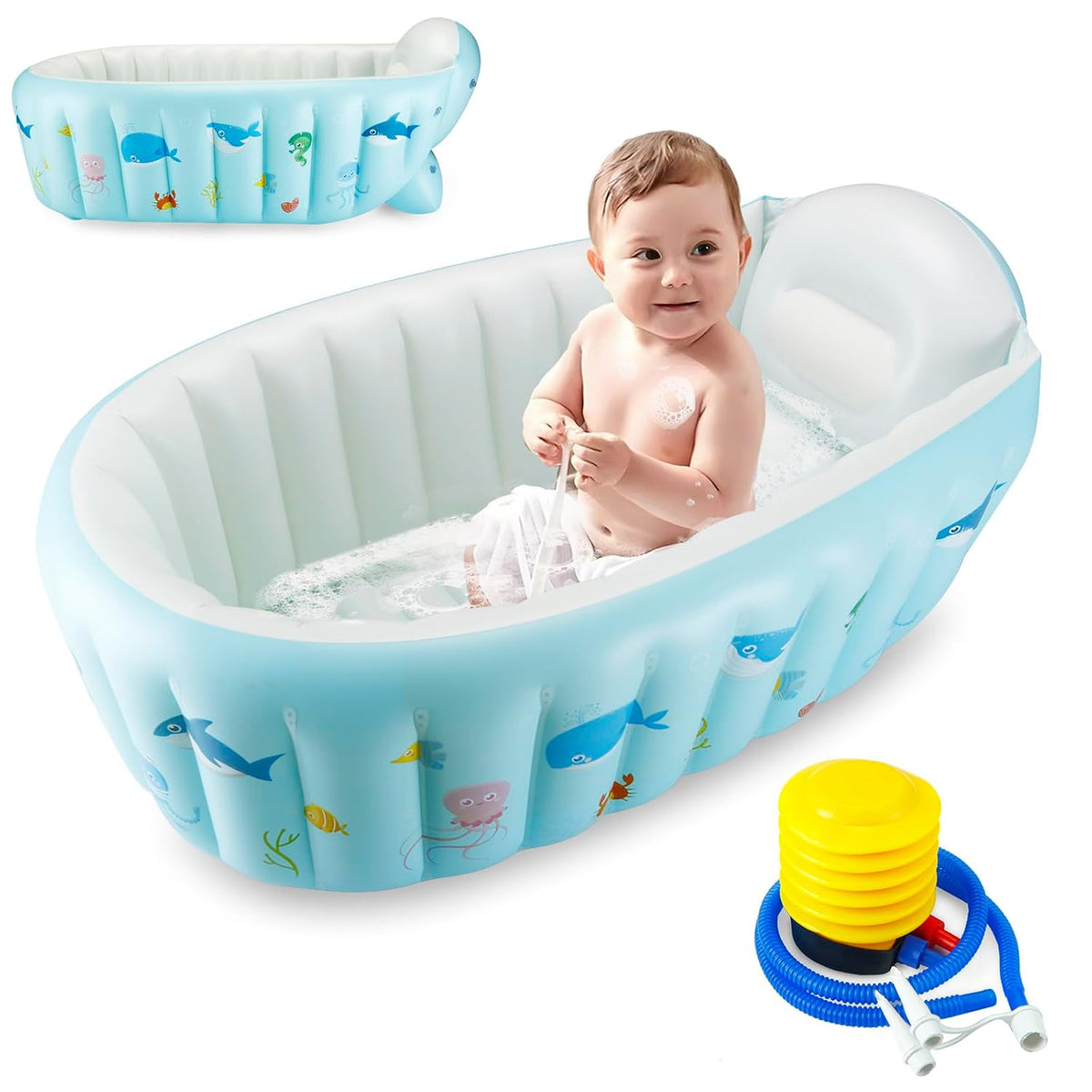 PandaEar Bañera inflable del bebé, bañera portátil del viaje con la...
