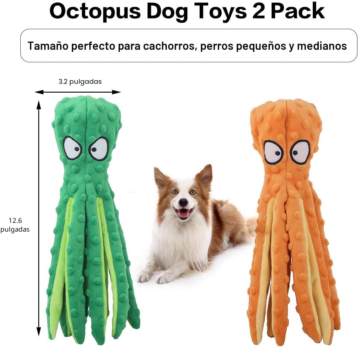 CPYOSN Paquete de 2 juguetes para perros de pulpo, sin relleno, chi...
