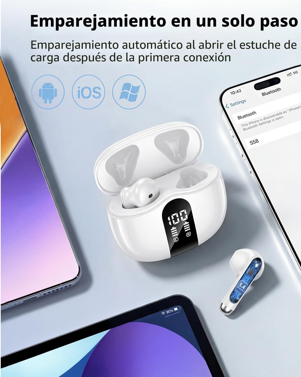 Auriculares inalámbricos, 2026 Bluetooth 5.4 Auriculares estéreo de...