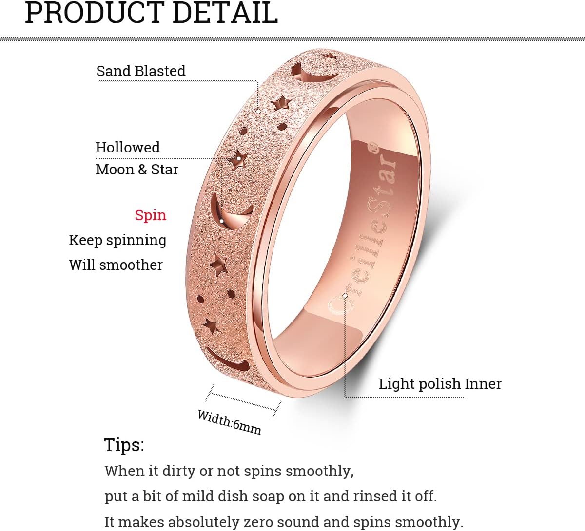 Anillo de Ansiedad para Mujeres Anillo Giratorio Anillo Fidget Jugu...