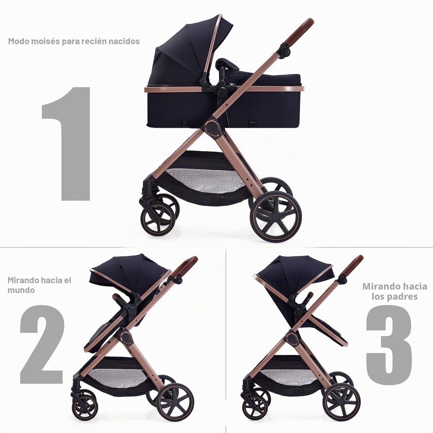 LORTSYBAB Cochecito de bebé 2 en 1, moisés convertible para recién...