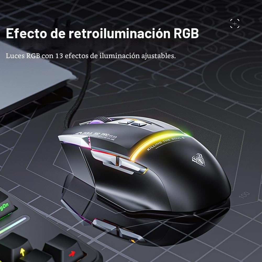 AULA Combo de teclado para juegos con cable, teclado mecánico retro...