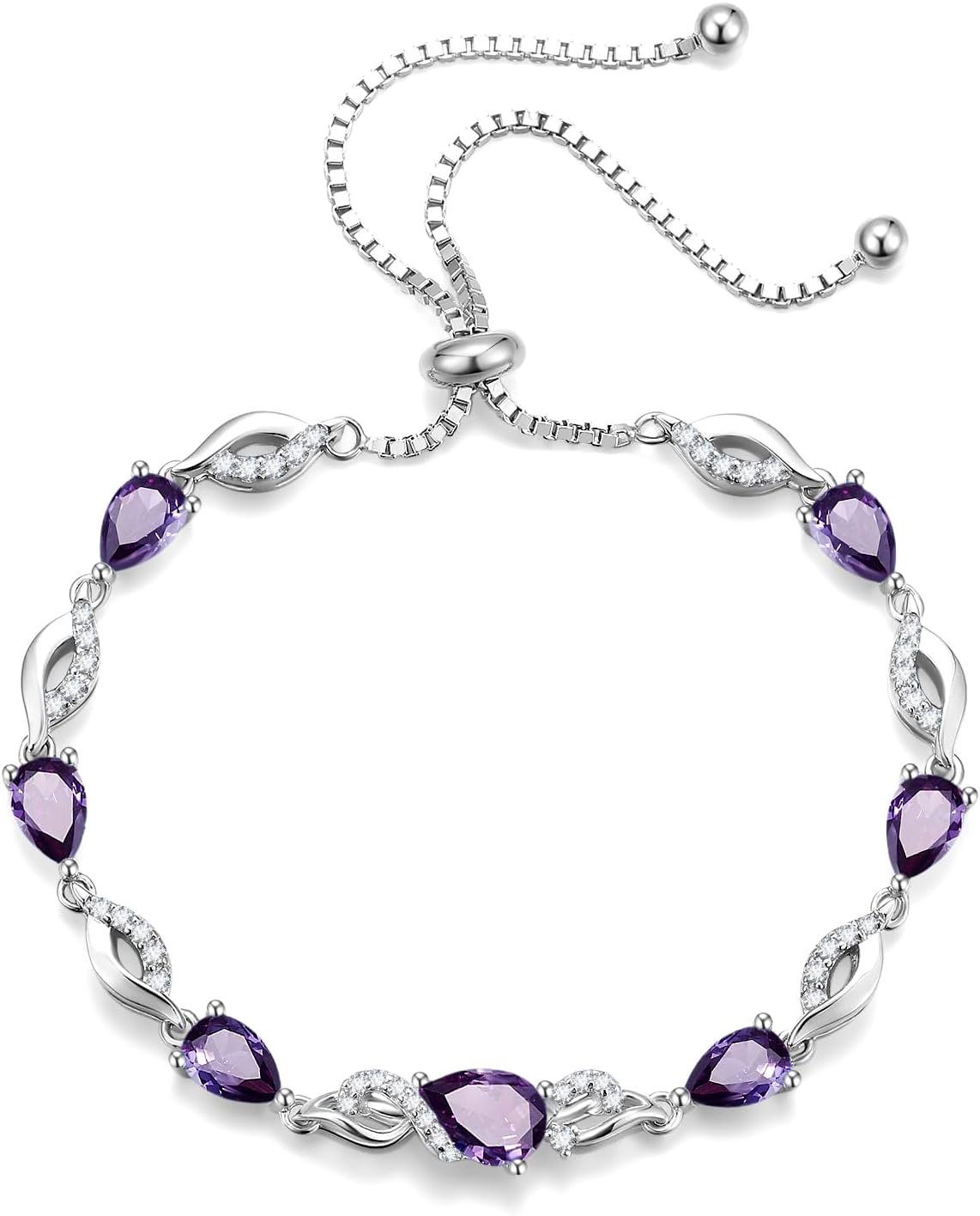 FANCIME Pulsera de piedra natal para mujer Pulsera de tenis ajustab...
