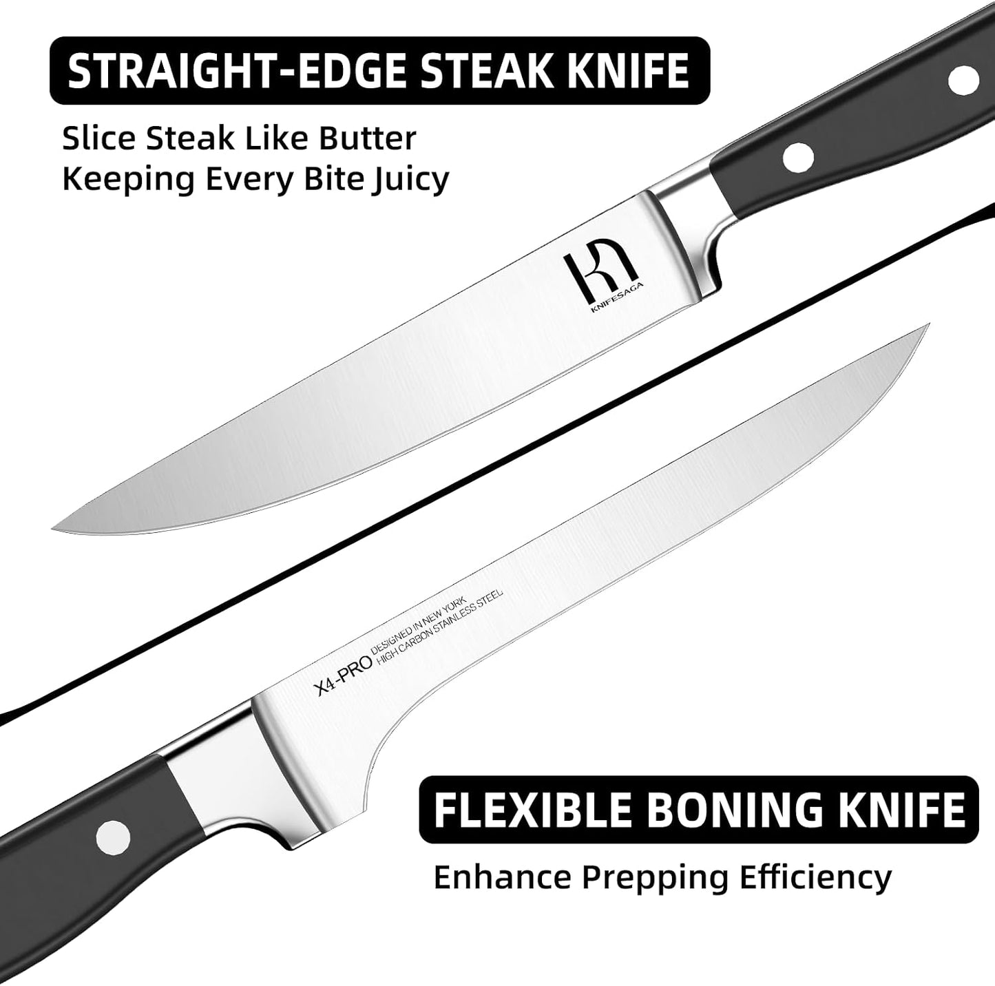 KnifeSaga Juego de cuchillos, juego de 15 piezas de bloque de cuchi...