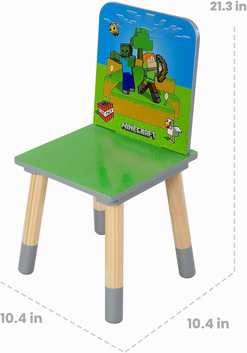 Minecraft: Juego de grupo de asientos, mesa y 2 sillas, verde y azu...