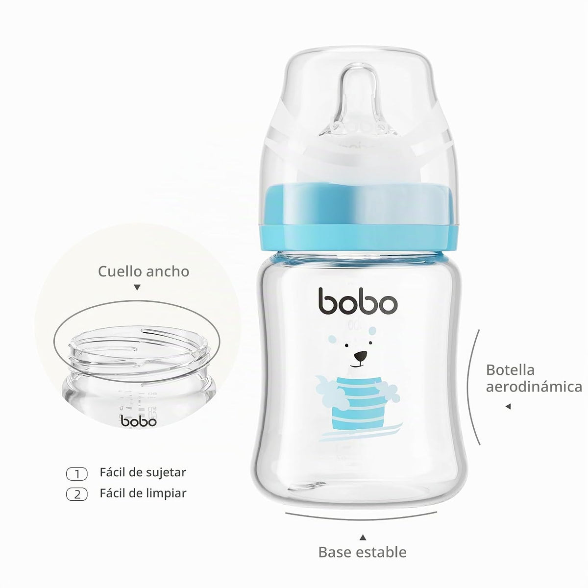 YOHKOH Biberones de vidrio para bebés con pezón de flujo lento, bib...