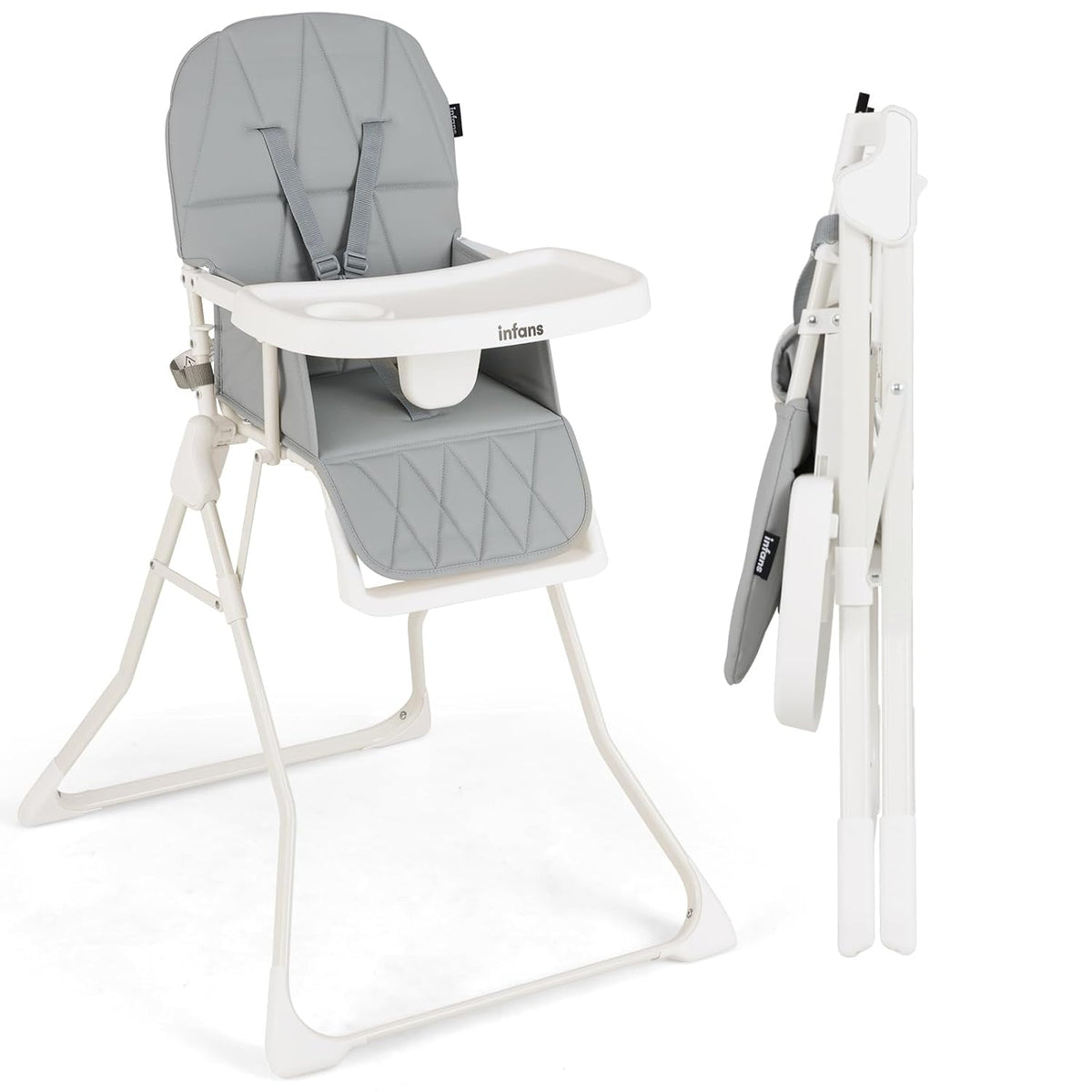 INFANS Silla alta para bebé, silla alta portátil plegable rápida pa...