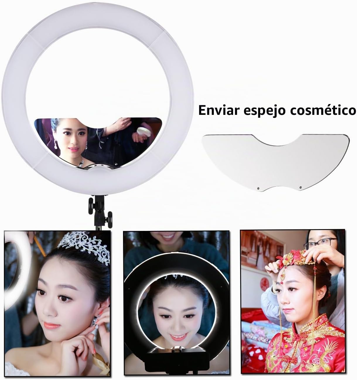 Espejo de anillo de luz de 240 LED para maquillaje con soporte para...