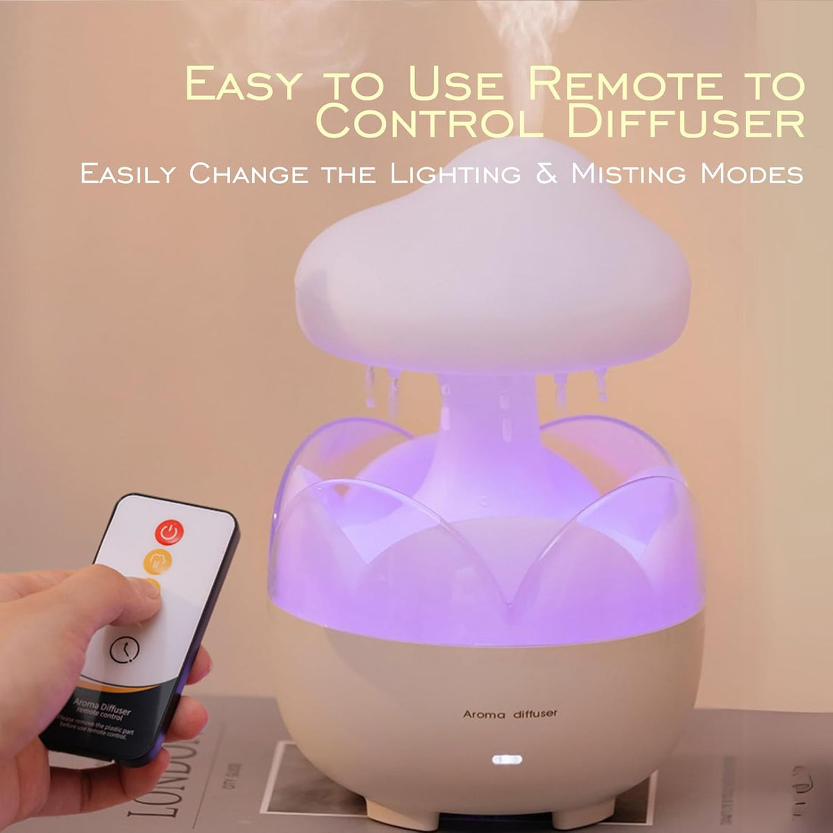 DEALFUN Humidificador portátil de gota de lluvia, difusor de aceite...