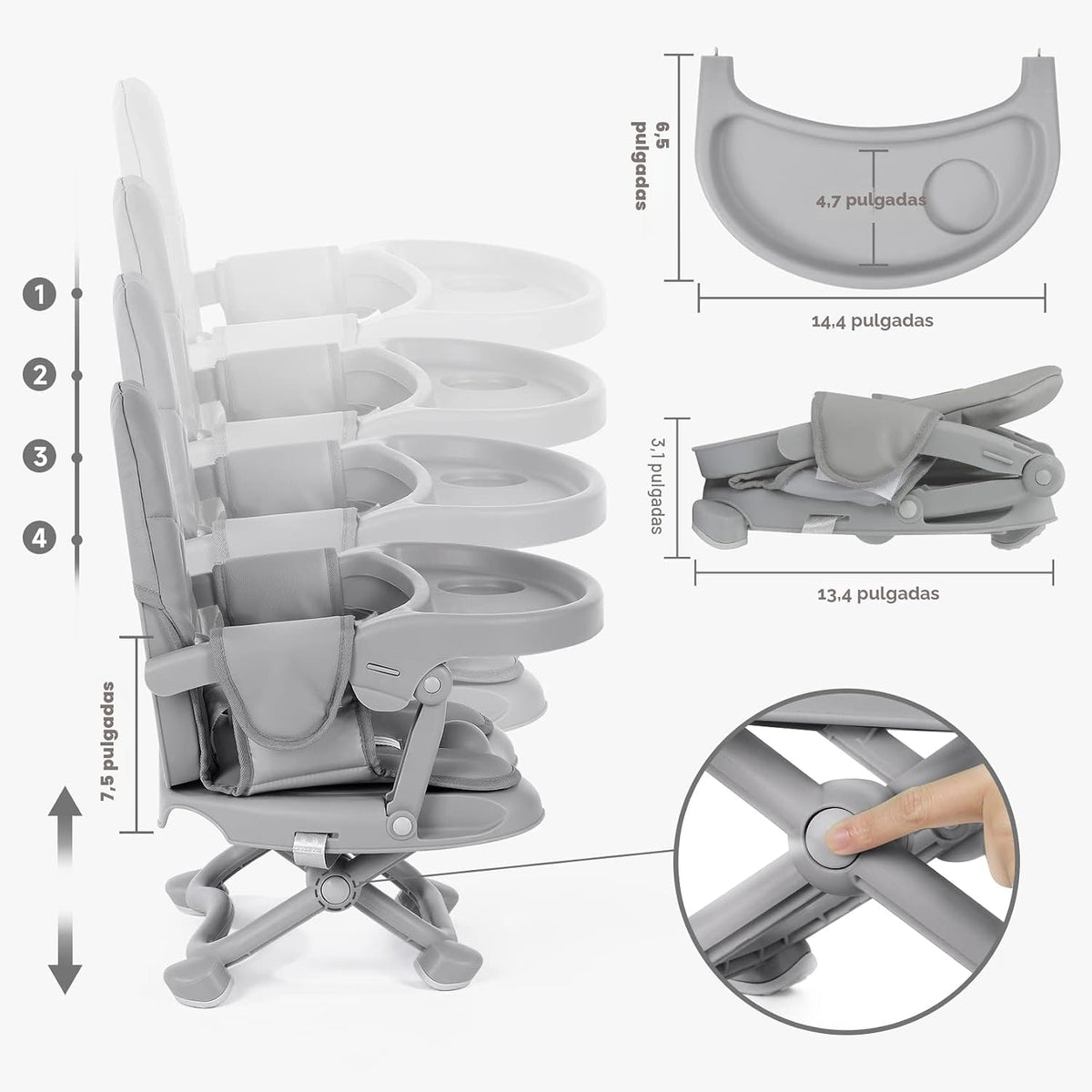 YOLEO Silla alta para bebé, asiento elevador para mesa de comedor,...