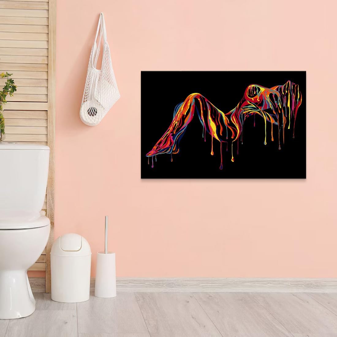 Lienzo abstracto para decoración de pared, pintura colorida de muje...