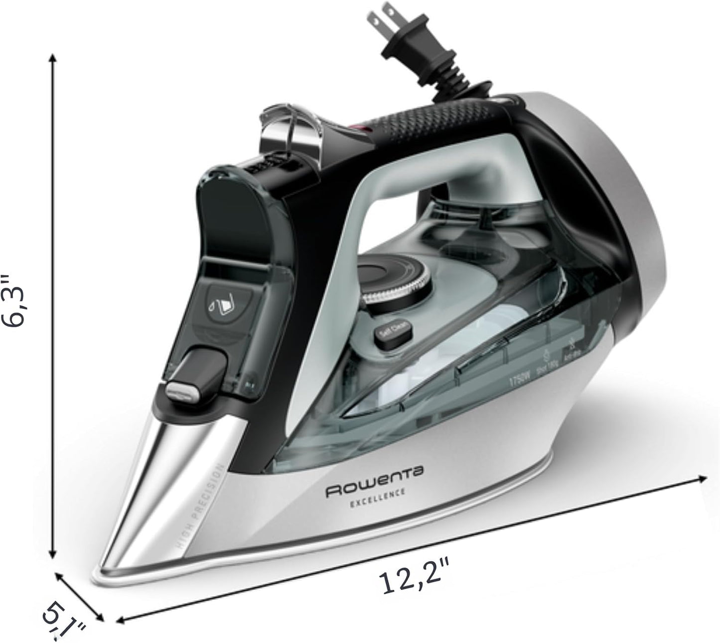Rowenta Plancha de vapor Focus Excellence de acero inoxidable para...