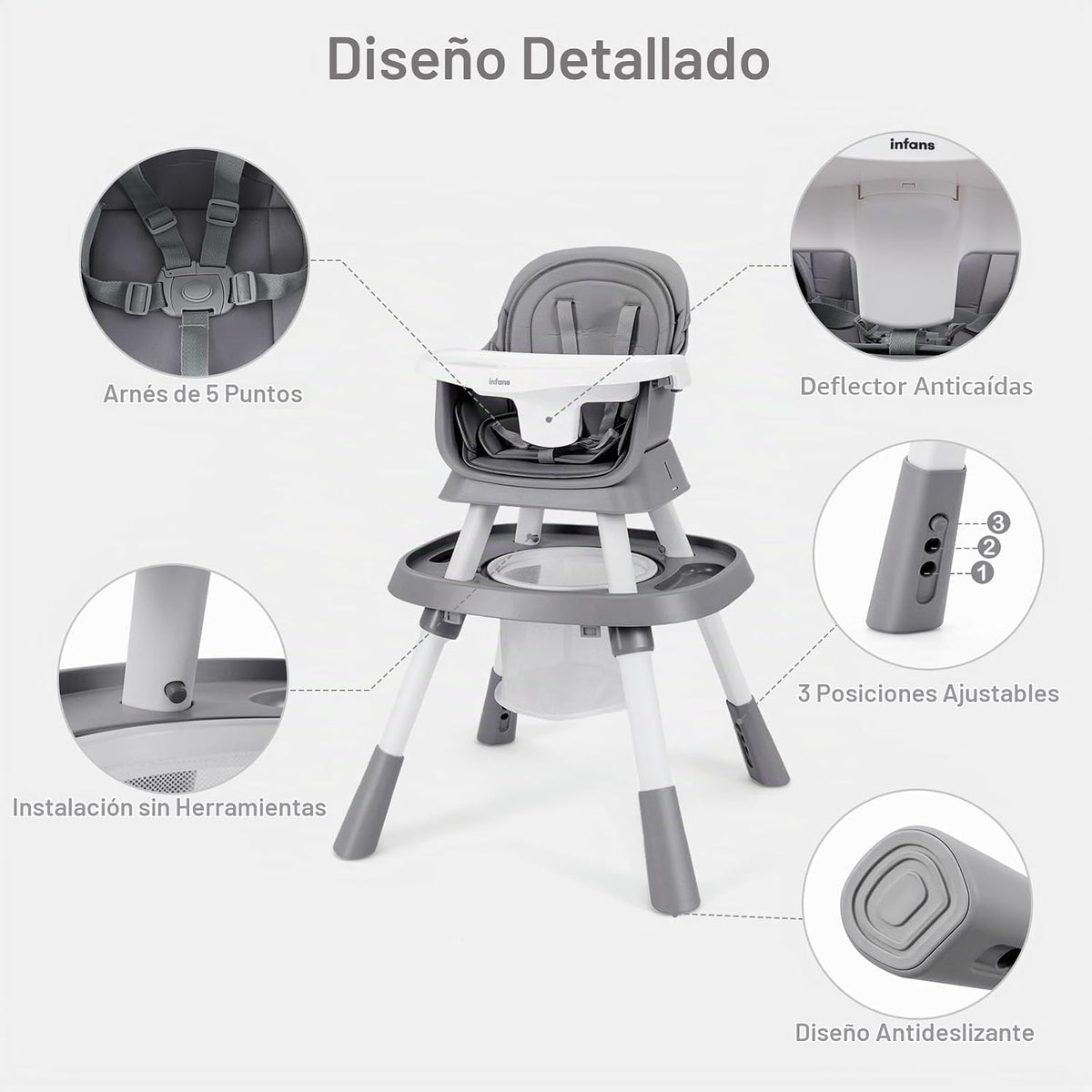 INFANS Silla alta 9 en 1, silla alta convertible para bebés y niños...