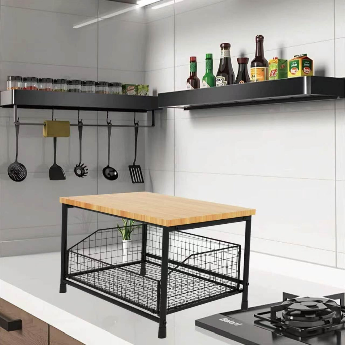 HYLMMDA Soporte para microondas, organizador de encimera de cocina,...