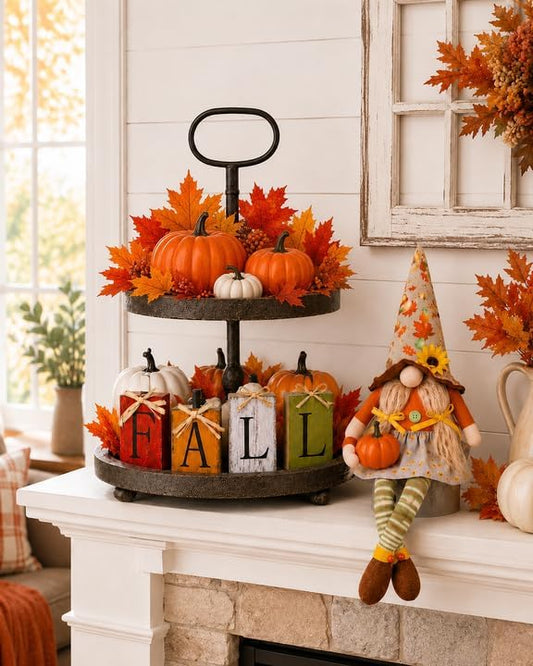Fall Decor - Juego de 65 bandejas escalonadas, centros de mesa rúst...